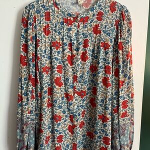 Spell Red and Blue Floral Blouse